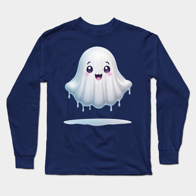 Cute ghost floating. Halloween ghost cartoon Long Sleeve T-Shirt by Salasala